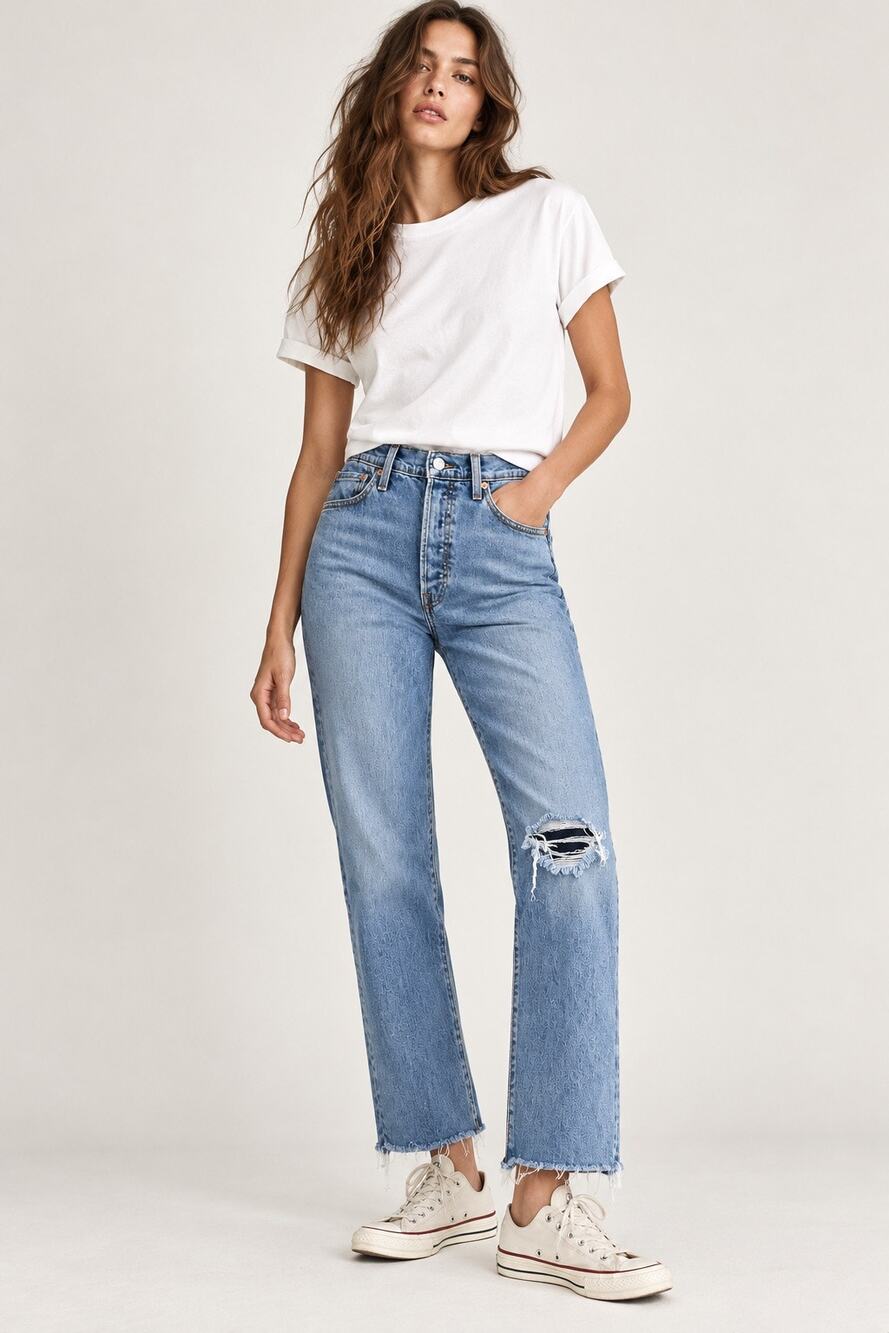 Levi’s Wedgie Straight Jeans – Light Wash “Night Shift” High Rise – Size 31